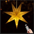 24 Inch Paper Star Lantern with 60 LEDs Firework Fairy Lights, 7 Point Foldable, Hollow Out Star Hanging Decoration - 1 Pack T79794