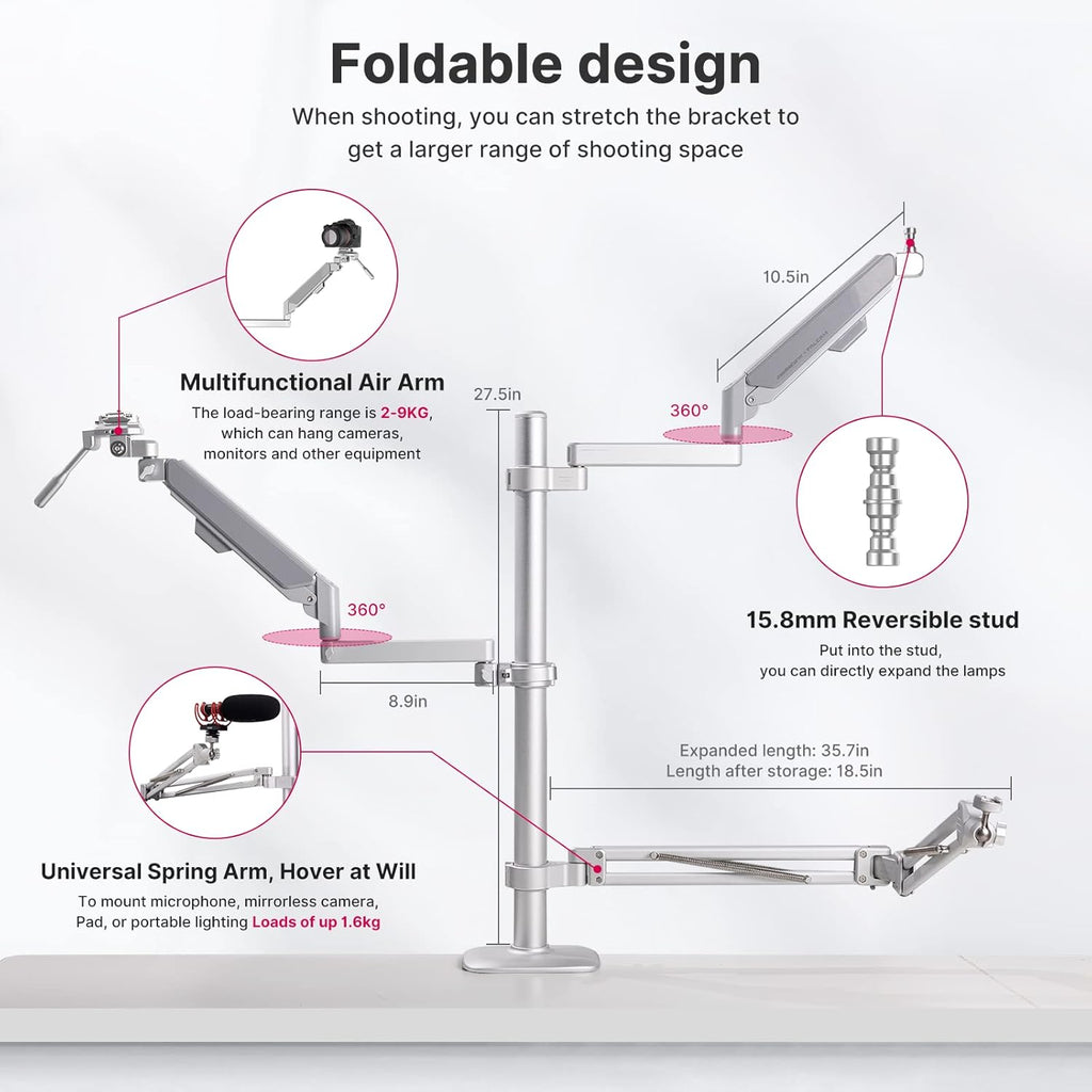 Aluminum Overhead Camera Desk Mount Stand with Boom Arm W513