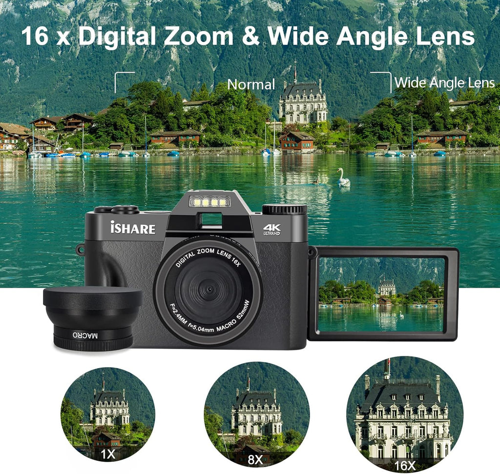 4K 48MP Full HD WiFi Digital Camera with Flip Screen M9450