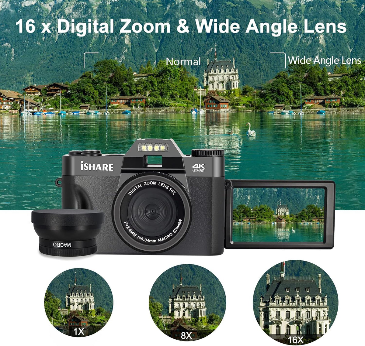 4K 48MP Full HD WiFi Digital Camera with Flip Screen M9450