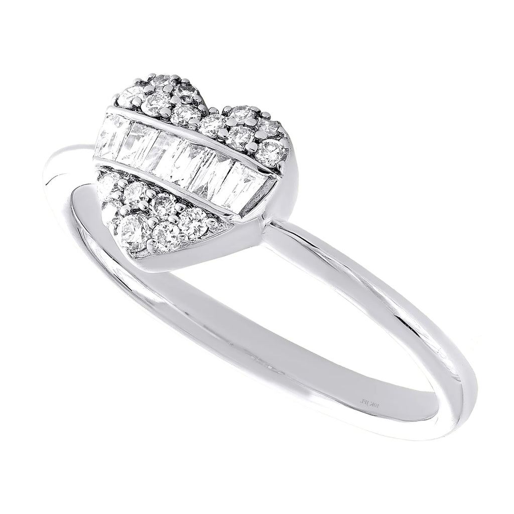 10K White Gold Diamond Domed Heart Ring Y1244