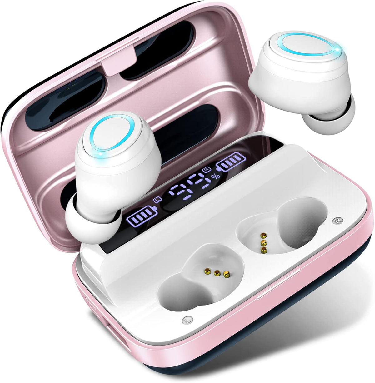 Wireless Earbuds with 140H Playtime, IP7 Waterproof, USB-C Charging Case, Pack of 2 R19325