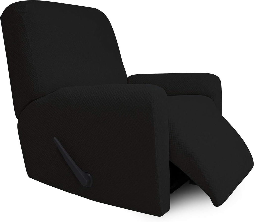 4-Piece Stretch Jacquard Recliner Sofa Cover with Elastic Loop, Dark Gray G767