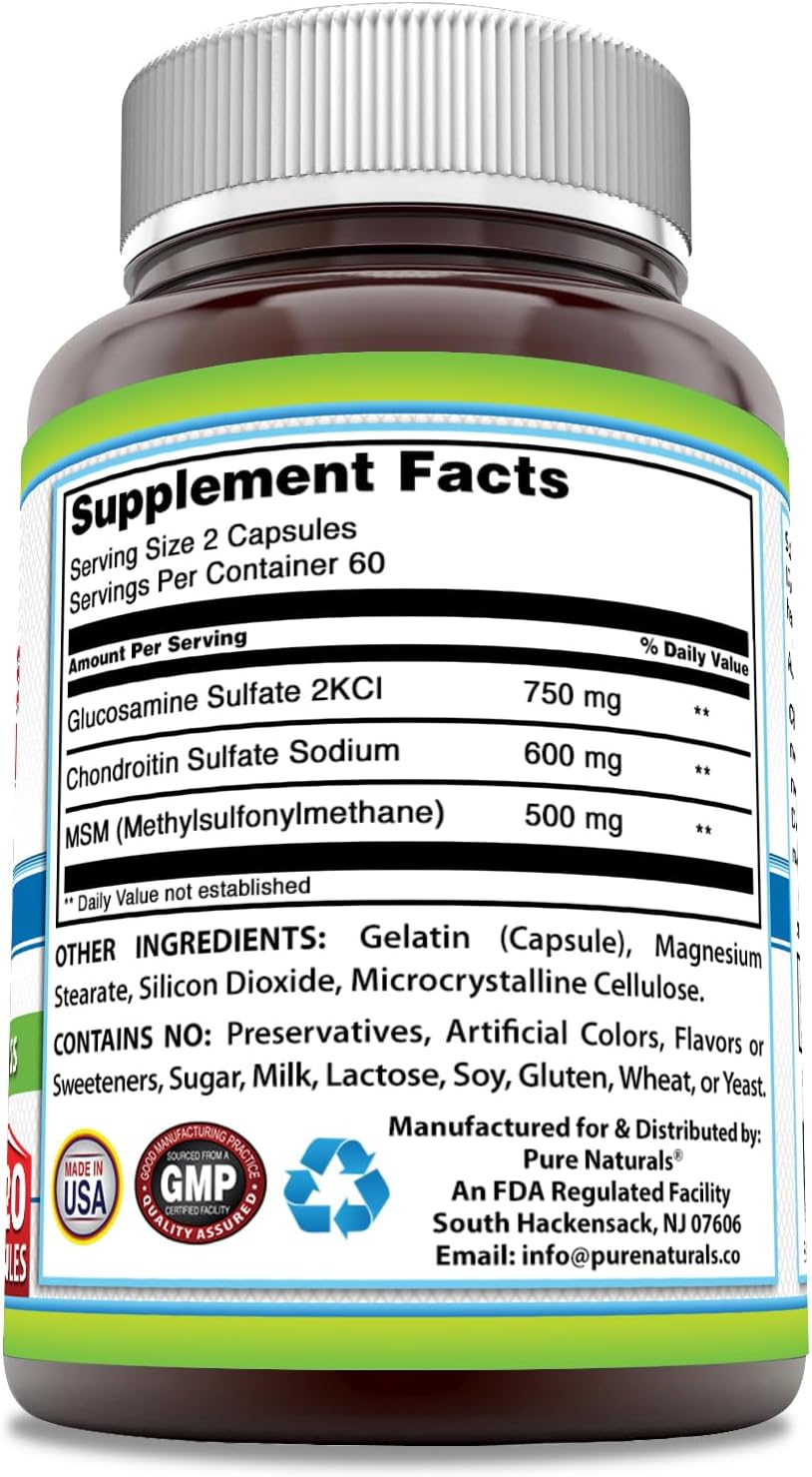 1850 Mg per Serving 120 Capsules Glucosamine Chondroitin & MSM Supplement J17372