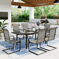 7 Pieces Outdoor Patio Dining Set with 6 Textilene Chairs and Extendable Dining Table R7725