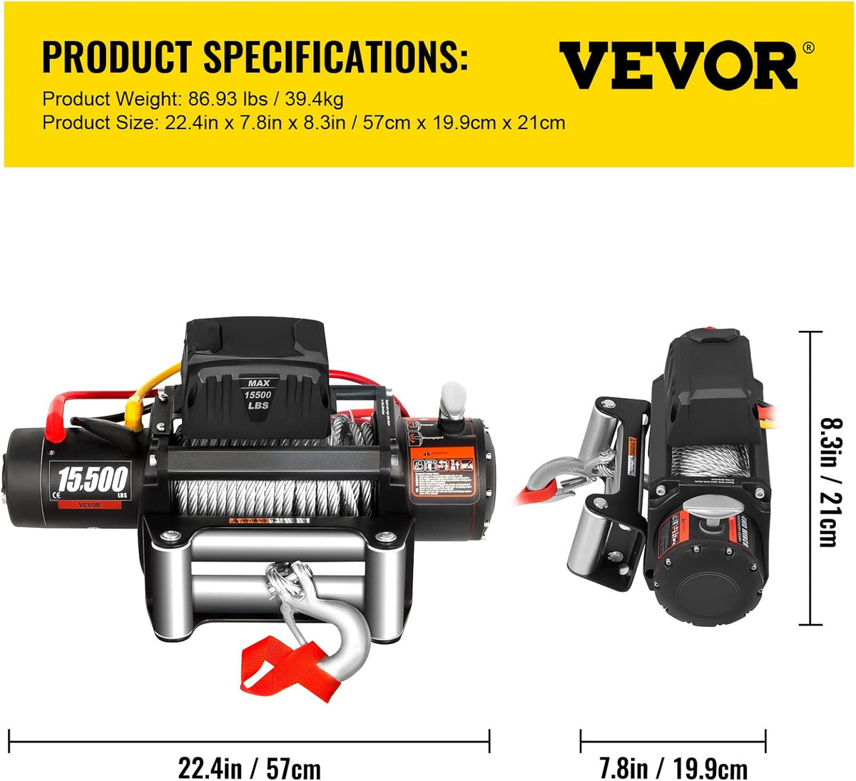 15500lb 12V Electric Winch with Wireless Remote Control R731