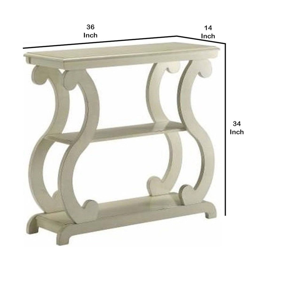 White Wooden Console Table with 2 Open Bottom Shelves G132600