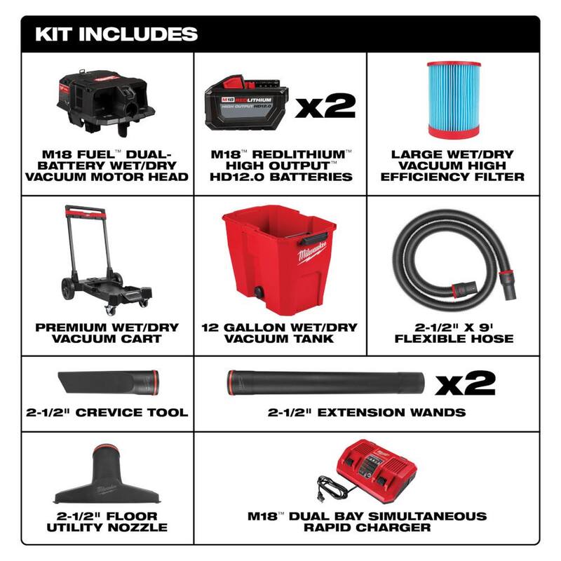 12 Gal. Cordless Wet/Dry Shop Vac Kit with Brush and Crevice Tools D181