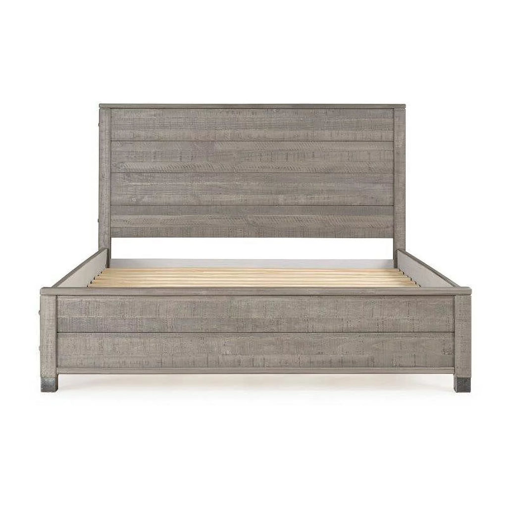 Grey Queen Solid Wooden Platform Bed Frame with Headboard G374319