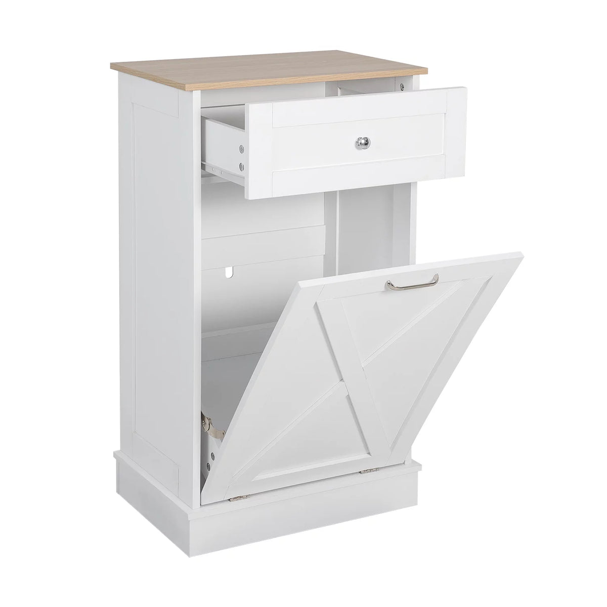 White Tilt Out Trash Can Cabinet N1767