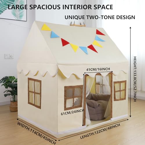 Kids Play Tent with Floor, Star Light, Large Playhouse, Castle Play Tent S712403