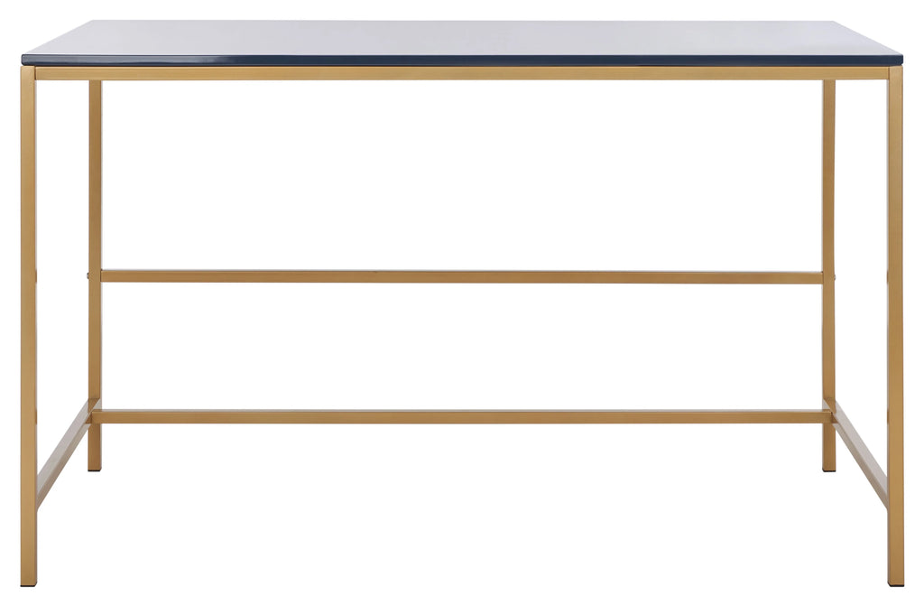 Navy Gold Wood Writing Desk O449