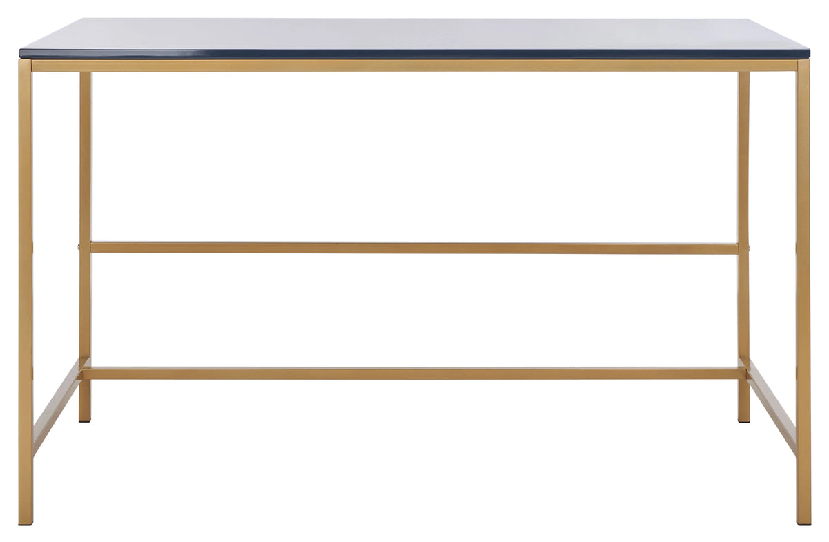 Navy Gold Wood Writing Desk O449