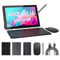 Blue 10.1 inch Android 14 Tablet with Keyboard Case Mouse Stylus Film, 8GB+64GB, 1280*800 HD Touch Screen, 8MP Dual Camera, Wi-Fi Bluetooth S968