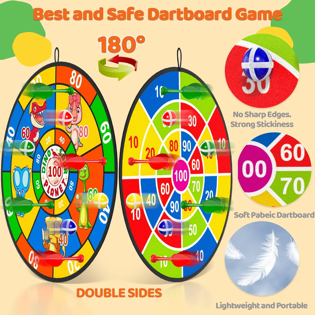 Large Double Sided Dart Board with 20 Sticky Balls, 8 Darts R683
