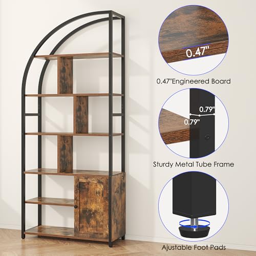 71.1" Tall 6-Tier Bookshelf with Storage Cabinet O59355
