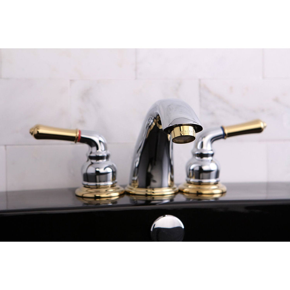 Polished Chrome Polished Brass Widespread Bathroom Faucet S585207