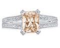 Emerald Cut Brown Champagne Simulated Diamond 18k White Gold Ring Size 3.5 R123