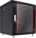 9U Wall Mount Server Rack with Locking Doors Shelf Fan Black Y702804