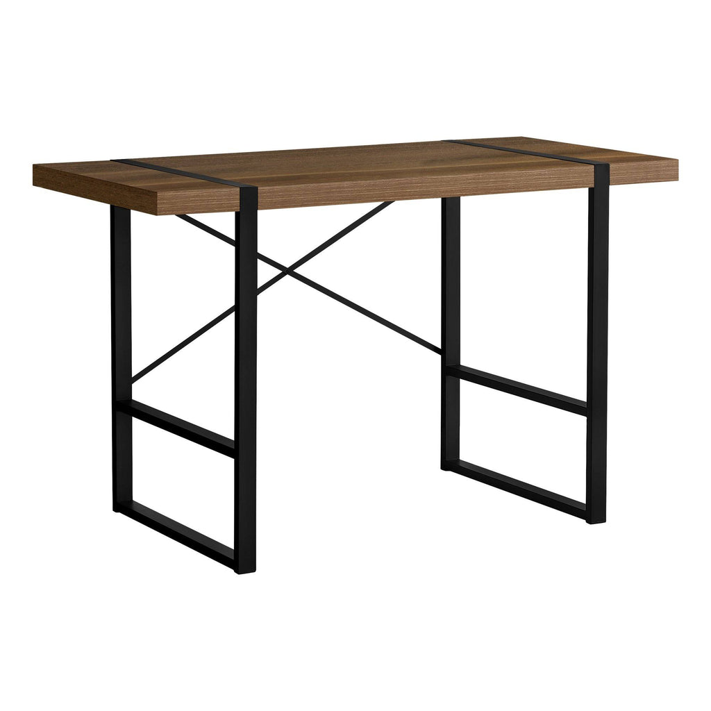 Walnut Black Metal Computer Desk T9428