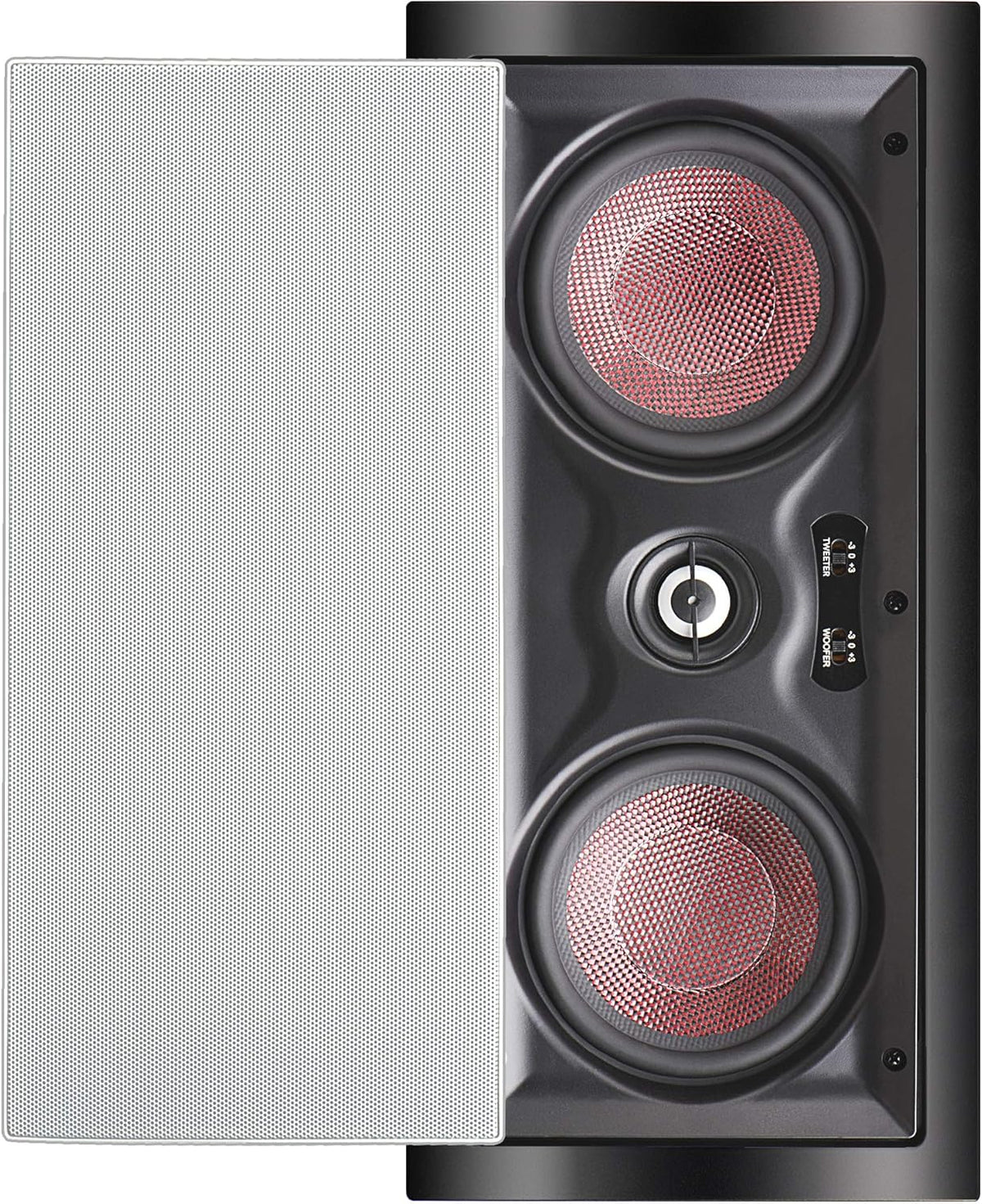 In Wall 8" Speakers Pair with Silk Dome Tweeter and Trimless Magnetic Grill K89798