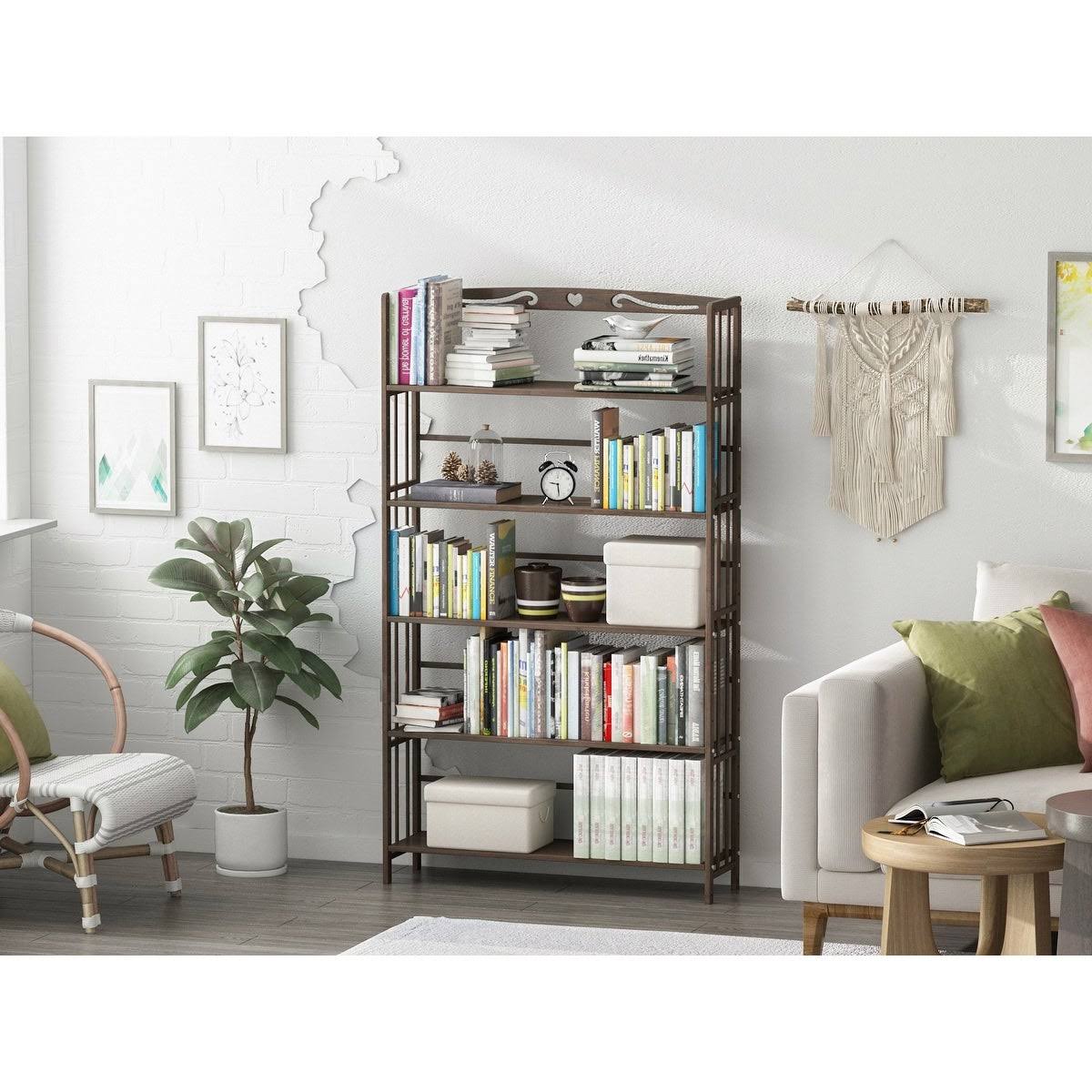 5 Shelf Solid Wood Bookshelf P5917