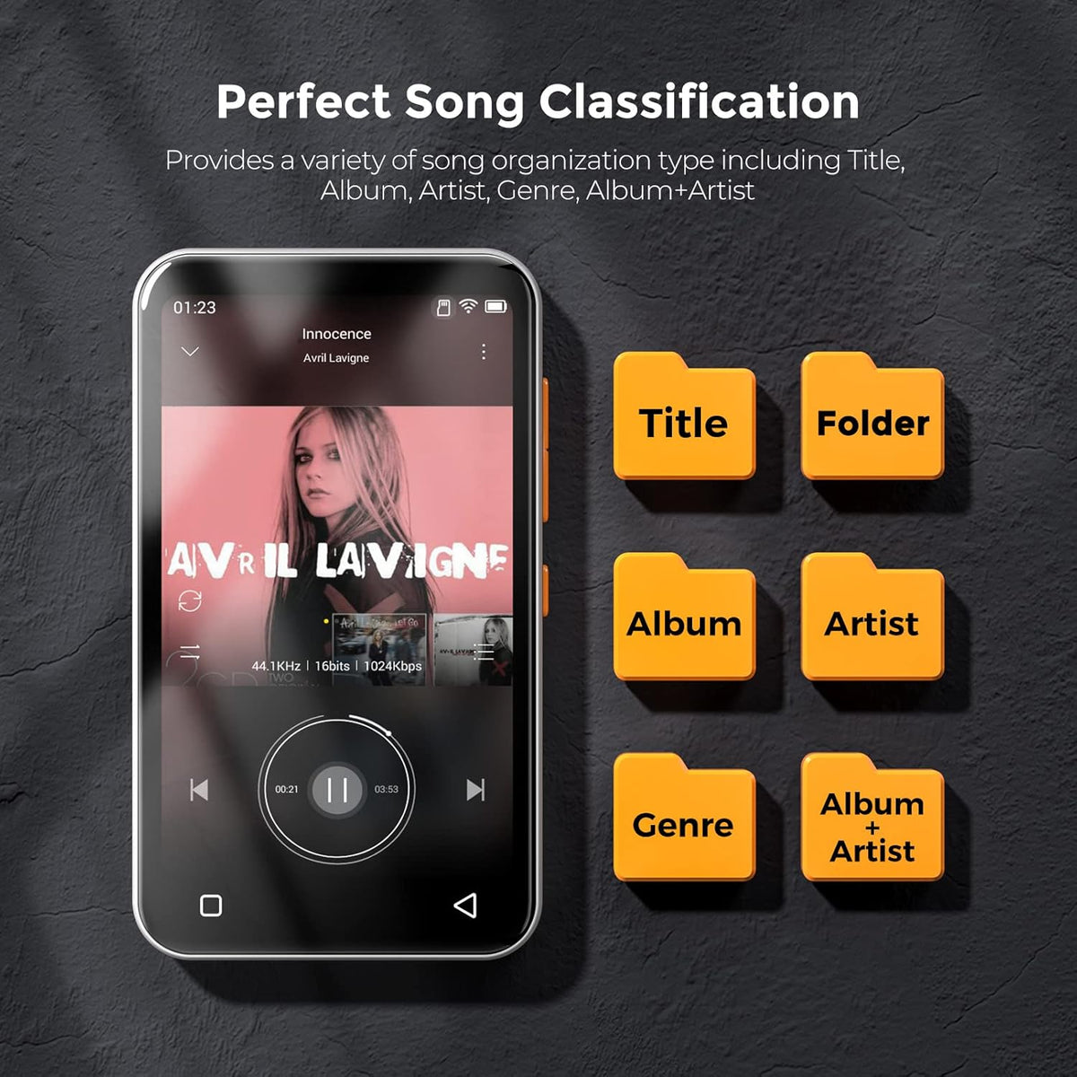 4.0" Full Touchscreen MP3 Player with Bluetooth, Speaker, Voice Recorder R6504