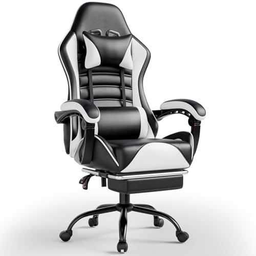 Blue PU Leather Ergonomic Gaming Chair with Footrest S301