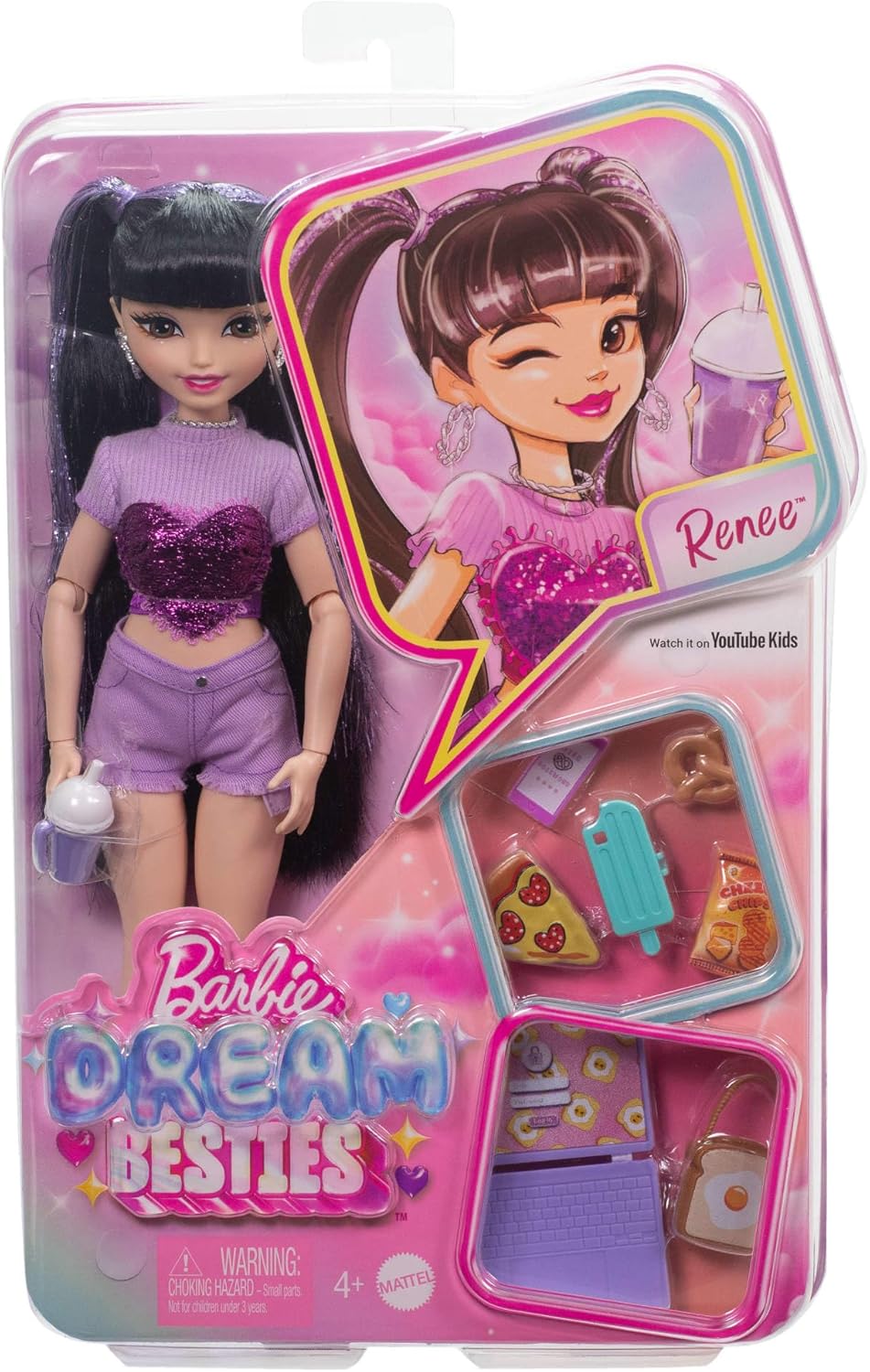 Renee Posable Fashion Doll with Long Black Hair, 11 Pieces F8110
