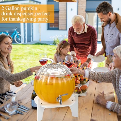 2 Gallon Pumpkin Glass Drink Dispenser with Stand R55340