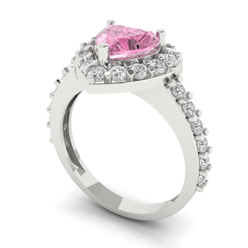 14k White Gold Halo Ring with Accents I84228