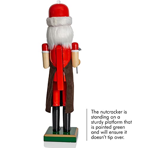 Red and Green Wooden Nutcracker Doll 15" Z464370