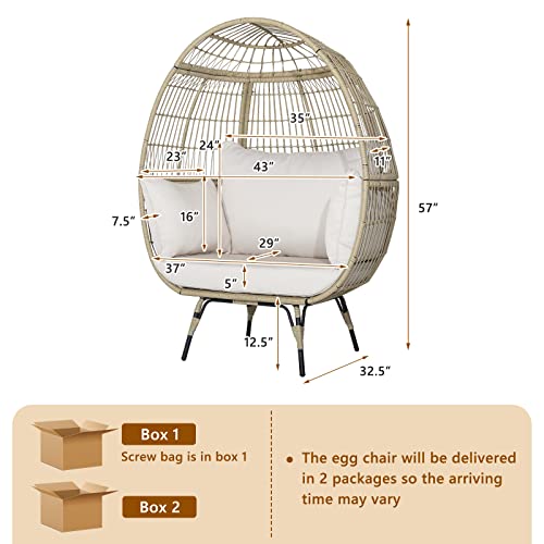 Oversized Wicker Egg Chair with 4 Cushions E4733