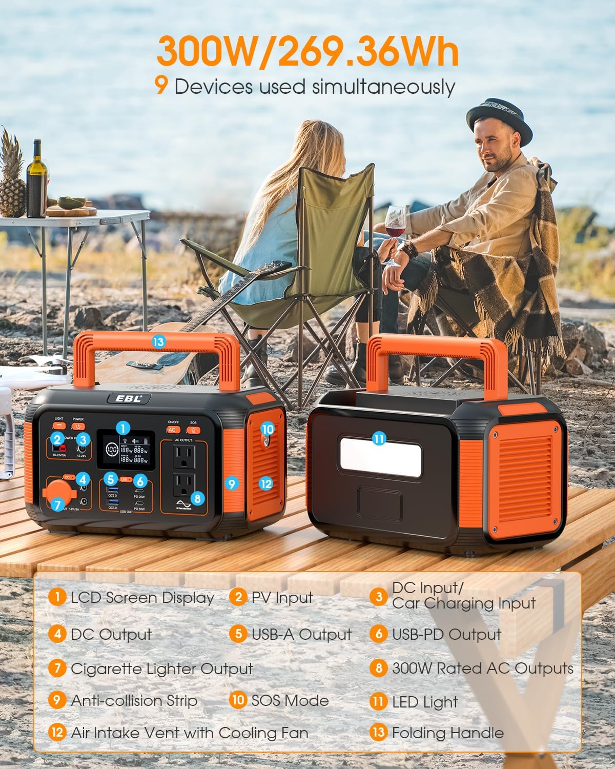 Portable Power Station 300W 269.36Wh Lithium Battery U303777