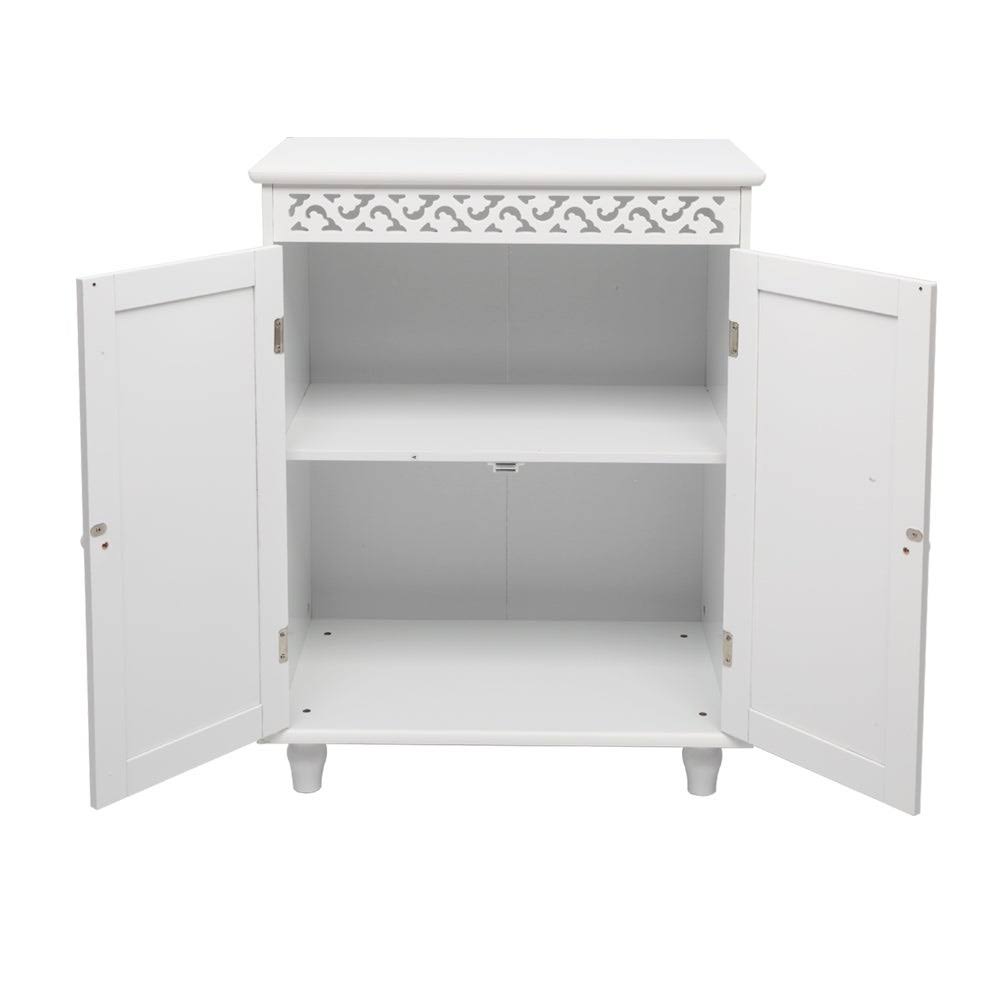 White Glossy Double Door Bathroom Storage Cabinet F389