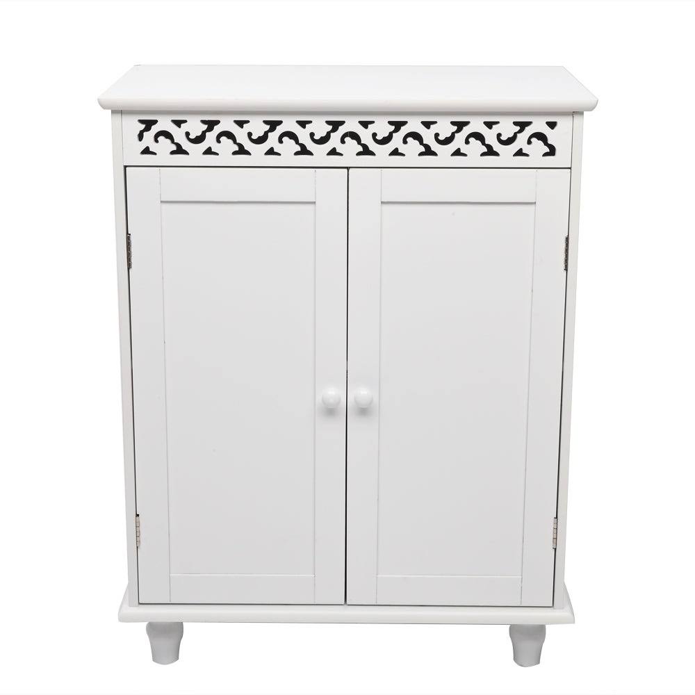 White Glossy Double Door Bathroom Storage Cabinet F389