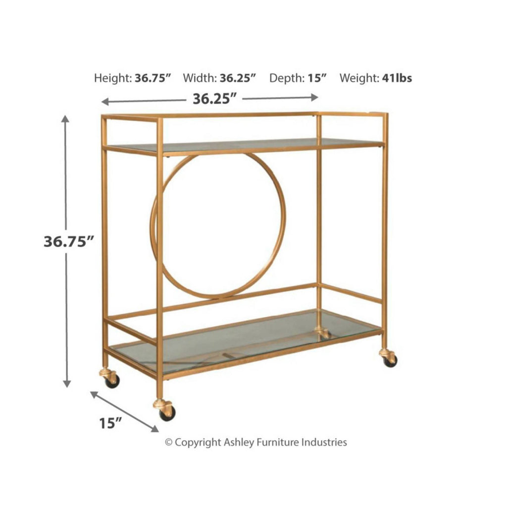 Antique Gold Finish Bar Cart K2303
