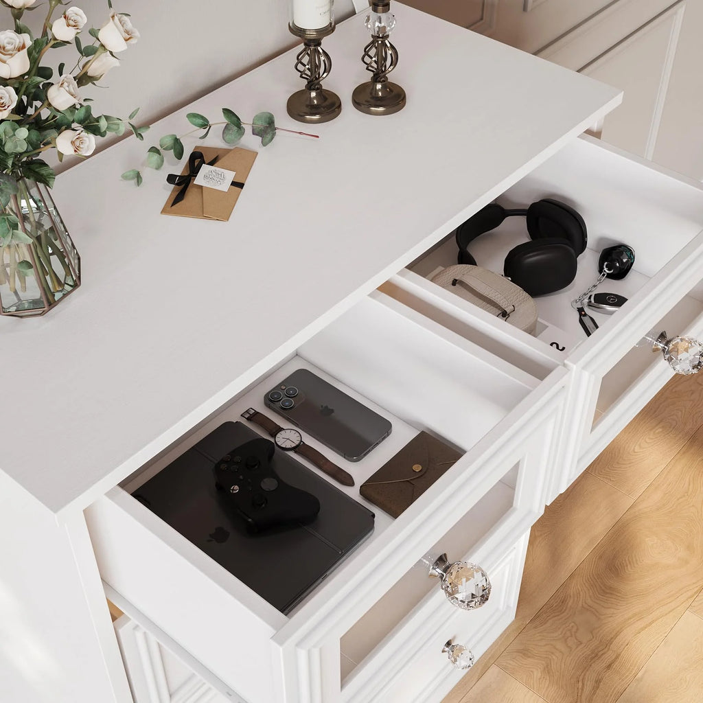 White 6 Drawer Dresser B55468