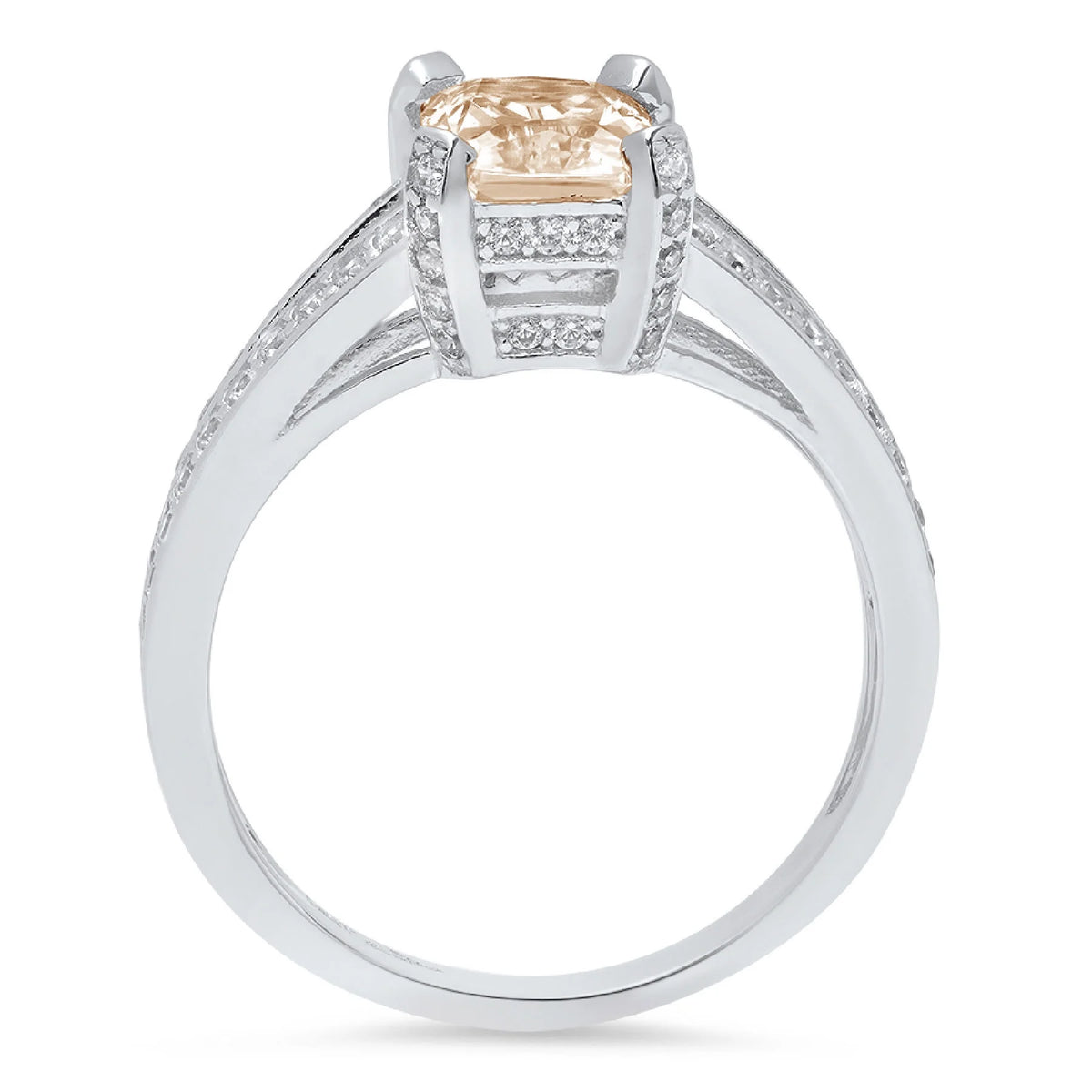 Emerald Cut Brown Champagne Simulated Diamond 18k White Gold Ring Size 3.5 R123
