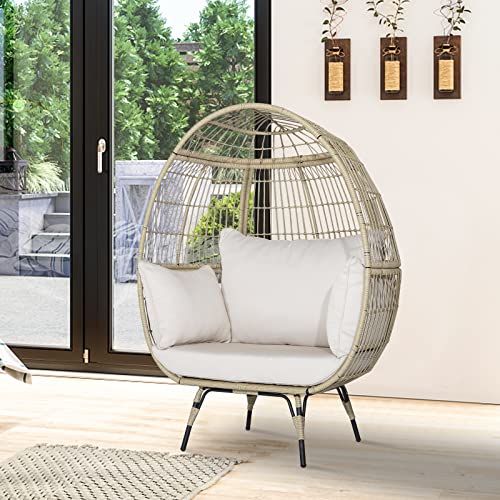 Oversized Wicker Egg Chair with 4 Cushions E4733