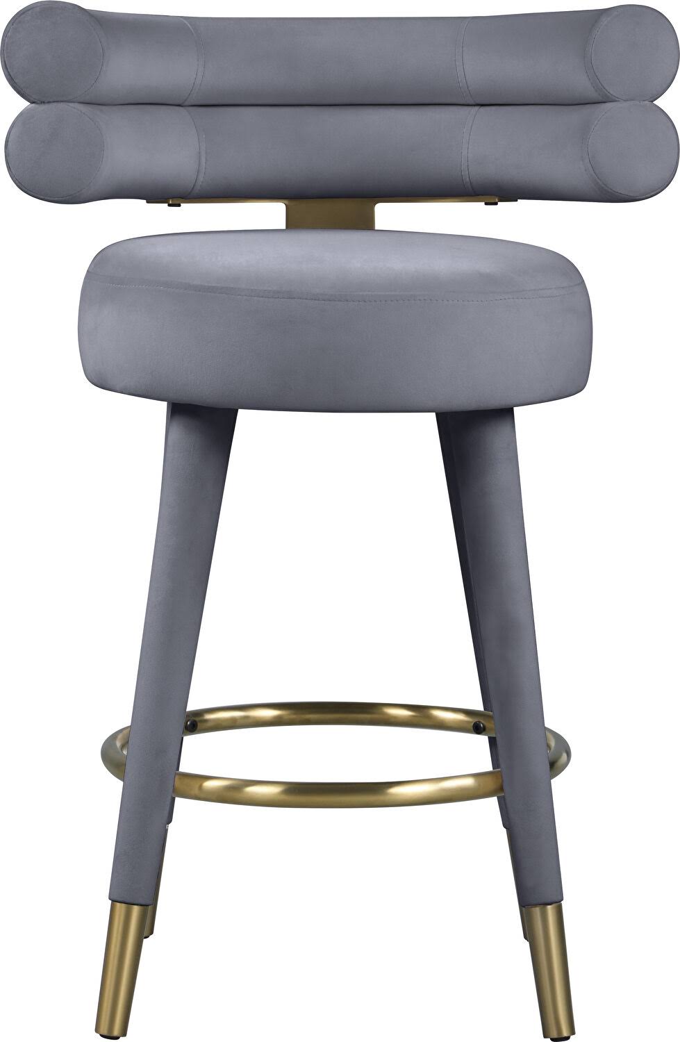 Gray Velvet Counter Stool (Set of 2) I39293