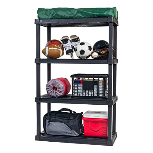 4-Shelf Heavy Duty Plastic Storage Shelves Black B3589