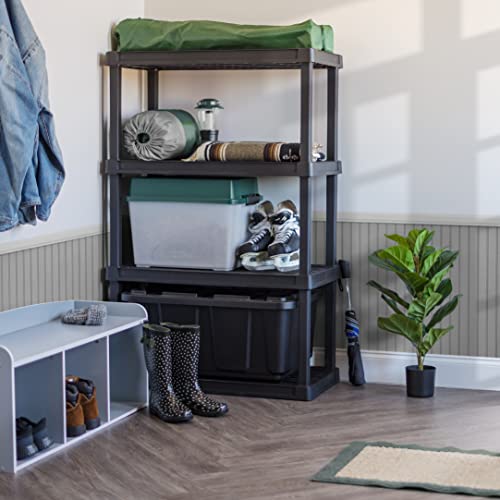 4-Shelf Heavy Duty Plastic Storage Shelves Black B3589