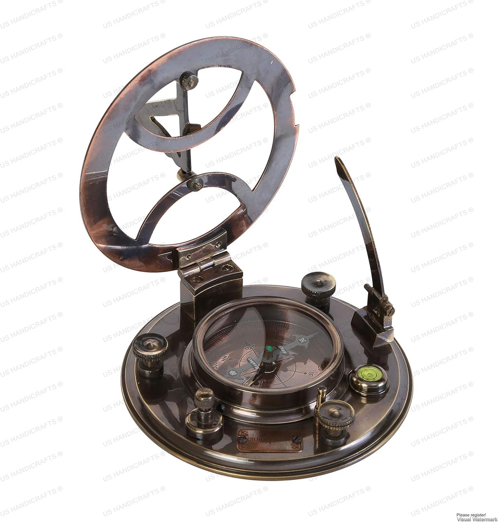 Sundial Compass Black Wooden Case Engraved Brass Pack of 2 J9798