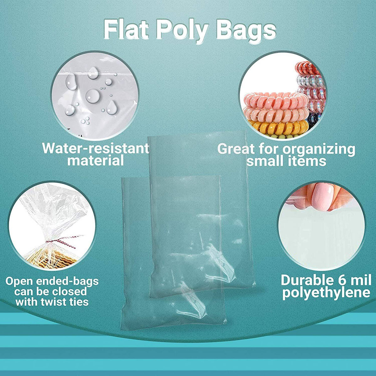 1000 Pack Clear Flat Open Top Poly Bags 6 Mil C751