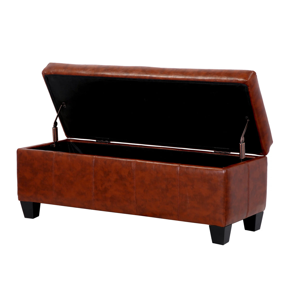 Brown Faux Leather Storage Ottoman Bench D724