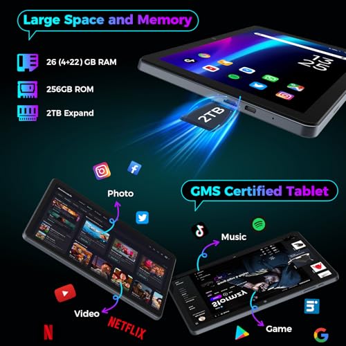 Android 15 Tablet with Keyboard, 26GB RAM, 256GB ROM, 10.1 inch Octa-Core, 8000mAh Battery, Green R6738