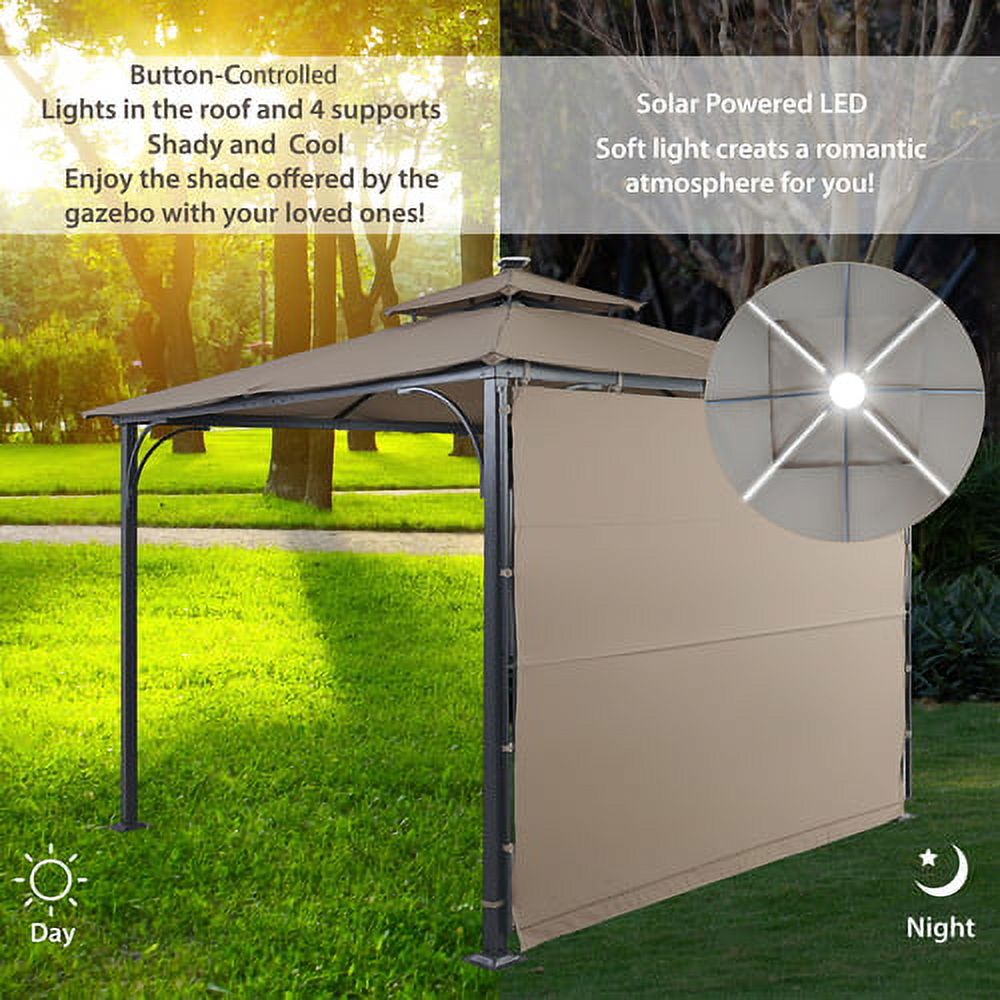 Brown 9.8ft.L x 9.8ft.W Gazebo with LED Light Q4300