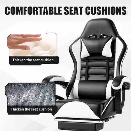 Blue PU Leather Ergonomic Gaming Chair with Footrest S301