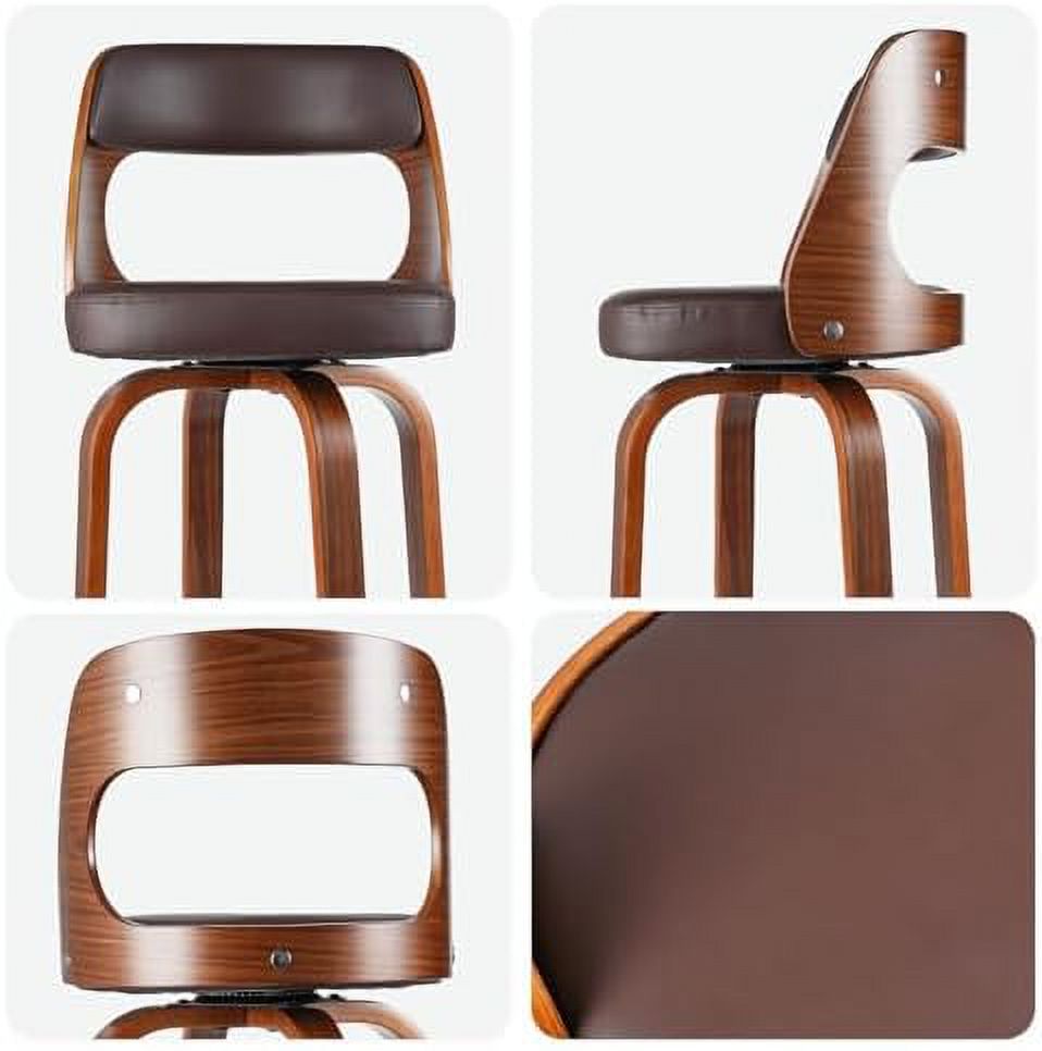 Swivel Barstools with Walnut Finish Wooden Back and Legs (Brown) D194563